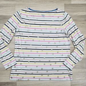 Boden Girls Longsleeve Stripe Shirt Size 14 Colorful Polka Dot